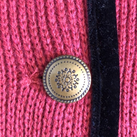 Croft Barrow Sweater Womens Red Woolen Embroidered Button Up Cardigan Size M - Picture 9 of 12